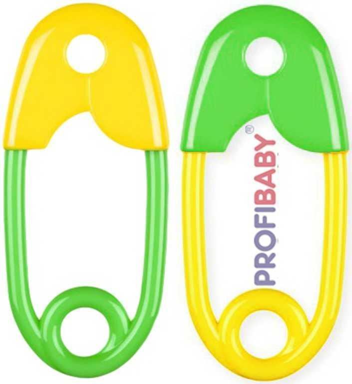 PROFIBABY Chrastítko barevný špendlík 12cm pro miminko 1ks v sáčku mix barev pla
