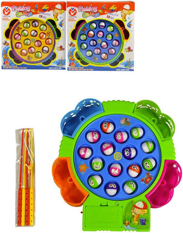 Hra chytání rybiček rybolov 20cm na baterie set 15 rybiček + 4 udice 2 barvy