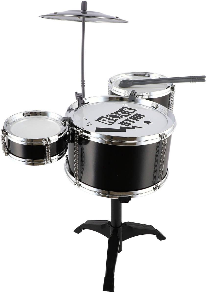 Bicí souprava dětská Rock Star set 3x buben na stojanu s činely plast