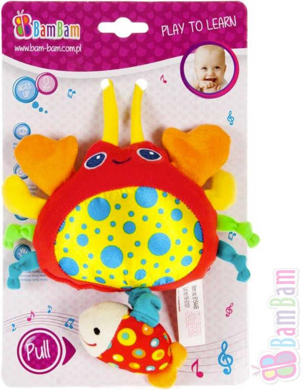 ET BAM BAM PLYŠ Baby přívěšek plyšový Krab hrající pro miminko Zvuk