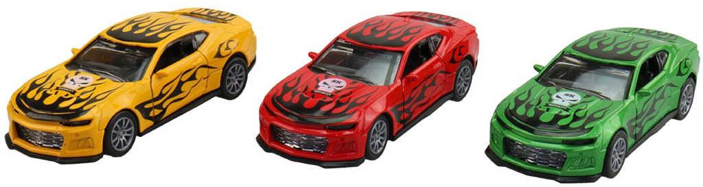 Auto kovové závodní s grafikou zpětný chod 12cm závodnička 3 barvy