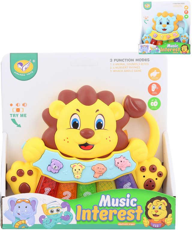 Piánko zábavné baby lvíček zvířecí zvuky na baterie 2 barvy plast