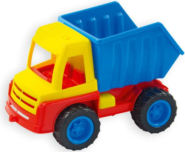 Pracovní funkční auto nákladní aktiv 27cm na písek na volnoběh plast