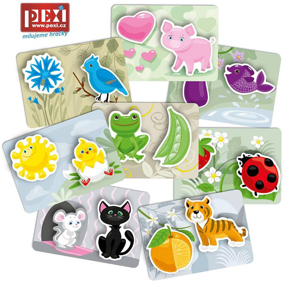 PEXI Velcro skládačky - Barvy (Colors) 24 dílků skládačka zvířátka v krabici