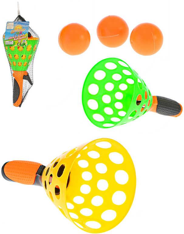 Hra Chyť míček catchball 25cm set 2 košíky se 3 míčky plast