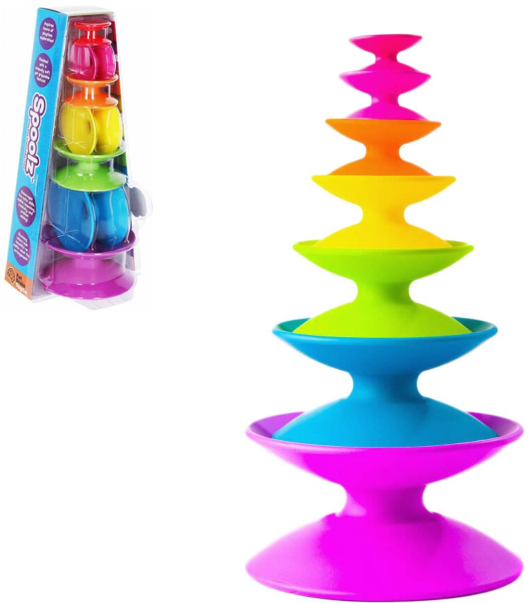 FAT BRAIN Spoolz baby cívky stavěcí set 7ks stohovací pyramida plast