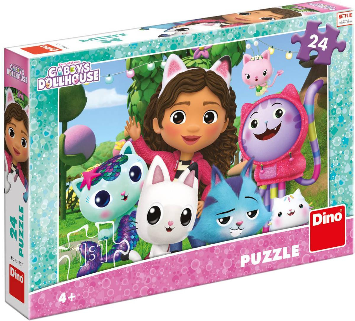 DINO Puzzle Gábi na zahradě (Gabbys Dollhouse) 26x18cm skládačka 24 dílků