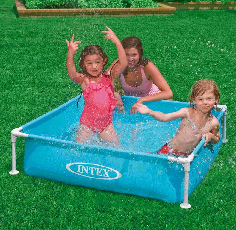 INTEX Baby bazén dětský čtvercový s rámem 122x30cm nadzemní samonosný 57173
