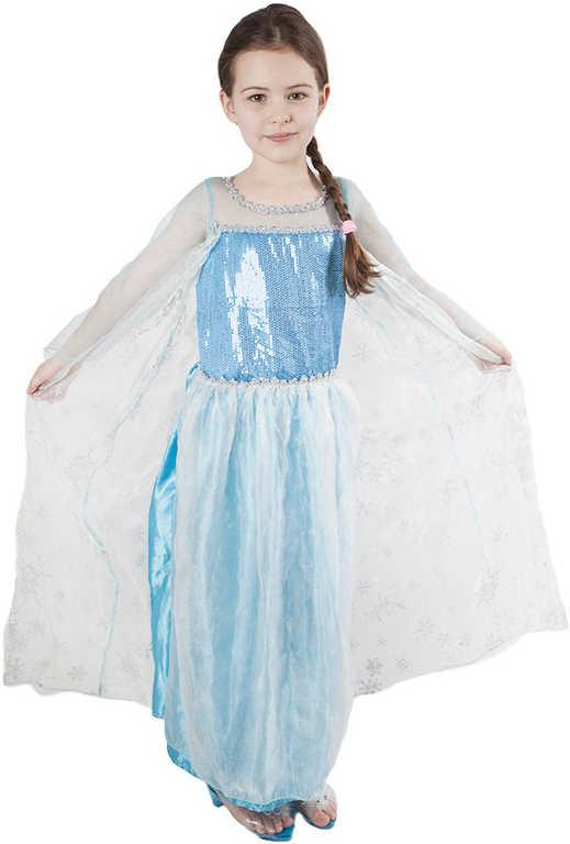 KARNEVAL Šaty Princezna zimní královna vel.L (130-140cm) 8-10 let KOSTÝM