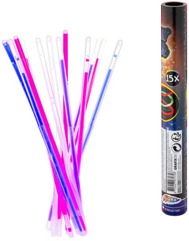 GRAFIX Tyčinky barevné svítící ve tmě 20cm set 15ks v tubě