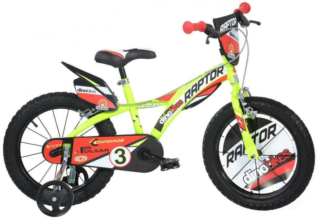ACRA Dětské kolo Dino Bikes 143GLN žluté chlapecké 14" balanční kolečka
