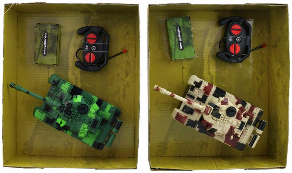 RC Tank na vysílačku 27MHz na baterie 1:18 USB Světlo Zvuk 2 barvy