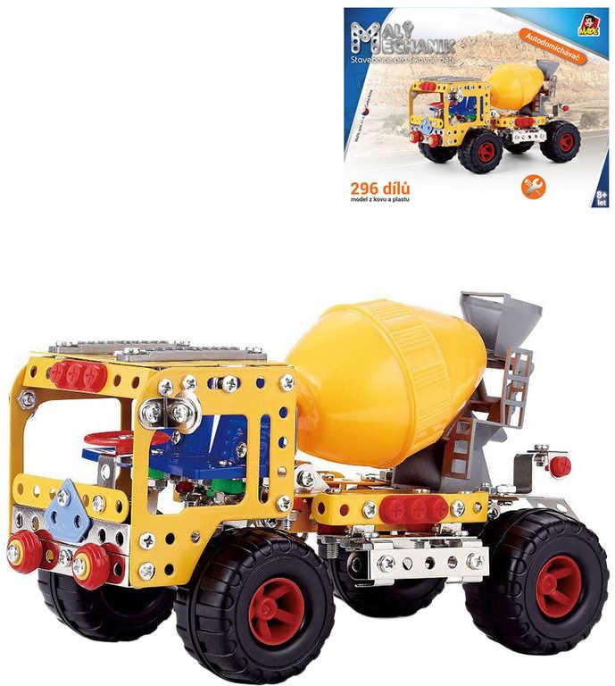 Malý mechanik Auto domíchávač 296 dílů Stavebnice typu Merkur kov plast v krabici