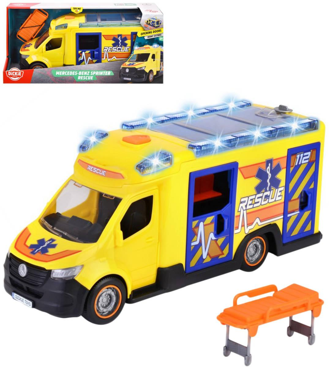 DICKIE Auto ambulance Mercedes-Benz Sprinter s doplňky na baterie Světlo Zvuk