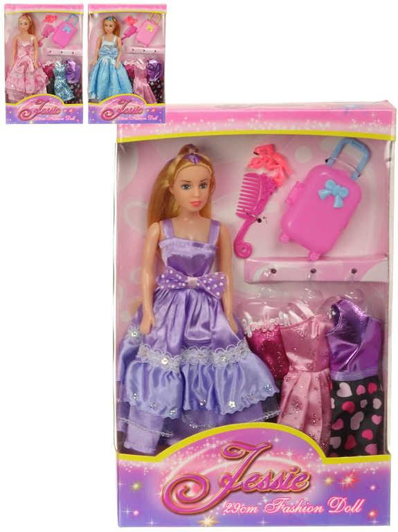 Módní fashion panenka 29cm set s náhradními šaty a doplňky 3 druhy v krabici