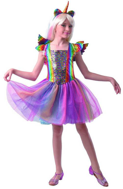 KARNEVAL Šaty Jednorožec duhový vel. S (110-120cm) 4-6 let *KOSTÝM*