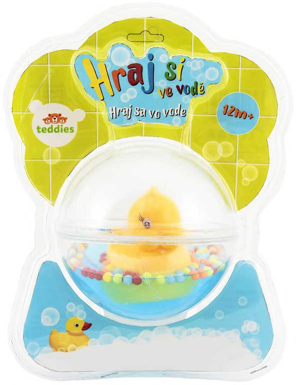 Baby kačenka povoucí v kouli 12cm ve vodě s korálky plast