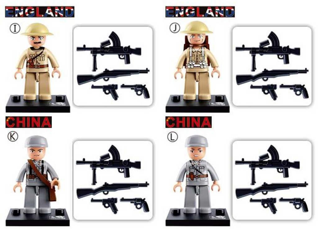 SLUBAN ARMY WWII Mini figurka voják 12 druhů set s doplňky ke stavebnici plast