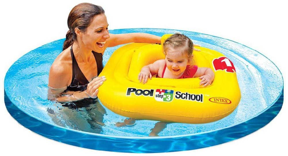 INTEX Kruh plavací s otvory 79x79cm Kříž sedátko čtverec pro miminko 56587