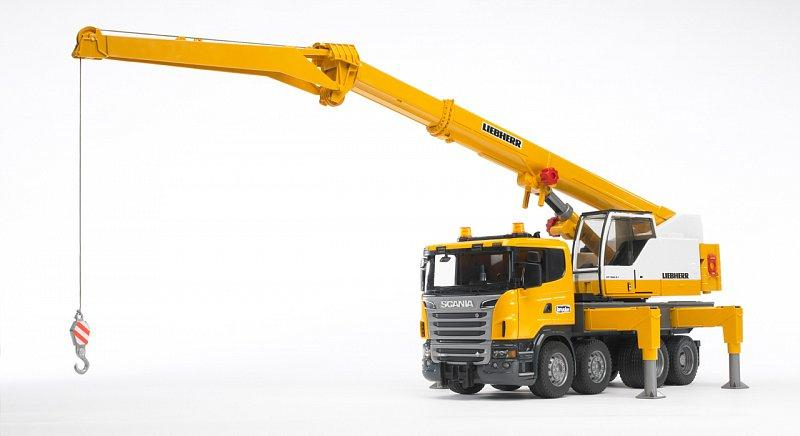 Konstrukční vozy - SCANIA R Liebherr autojeřáb se světly a zvukem včetně baterií 1:16