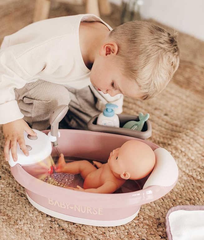 SMOBY Baby Nurse Vanička pro panenku s funkční sprchou na baterie Světlo Zvuk