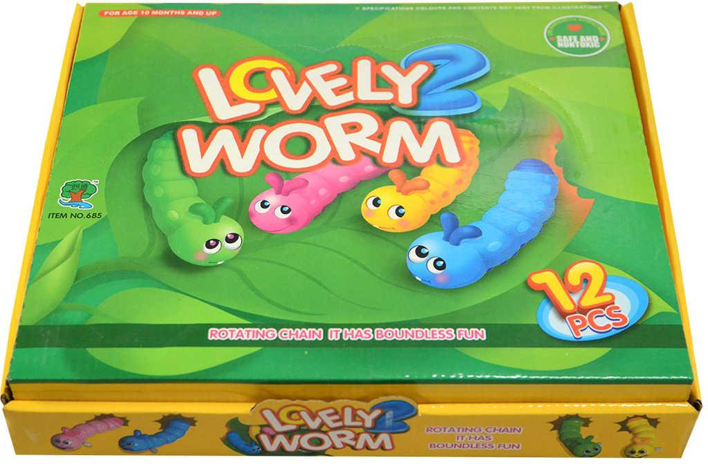 Červík baby veselý plazící se na klíček 14cm 4 barvy plast